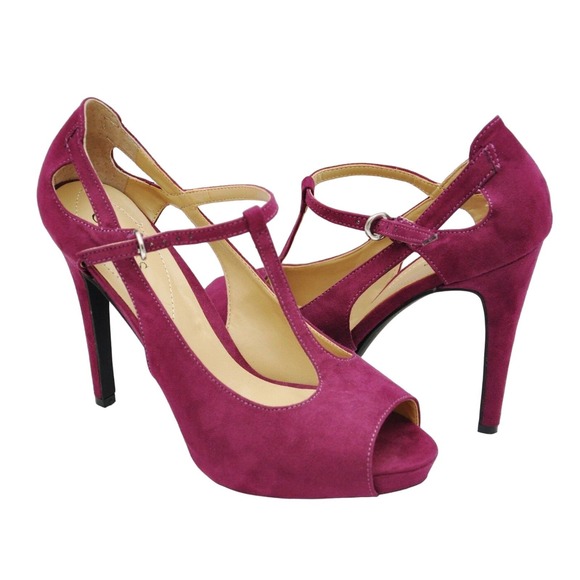 Guess ZANDRA Textile T-Strap Open Toe Stiletto Heel Platform Pump Sandal 9 New - Picture 1 of 6